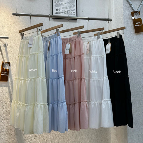 Summer Flounce Layer Long Skirts